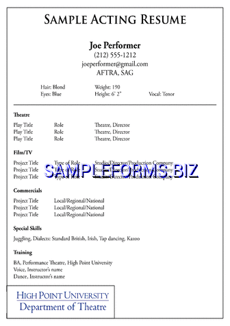 Sample Acting Resume pdf free